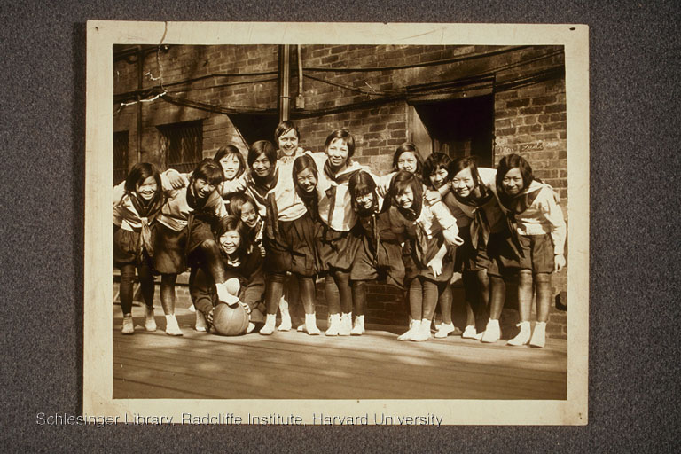 Group portrait of Denison House Chinese girls’ basketball team, 1903