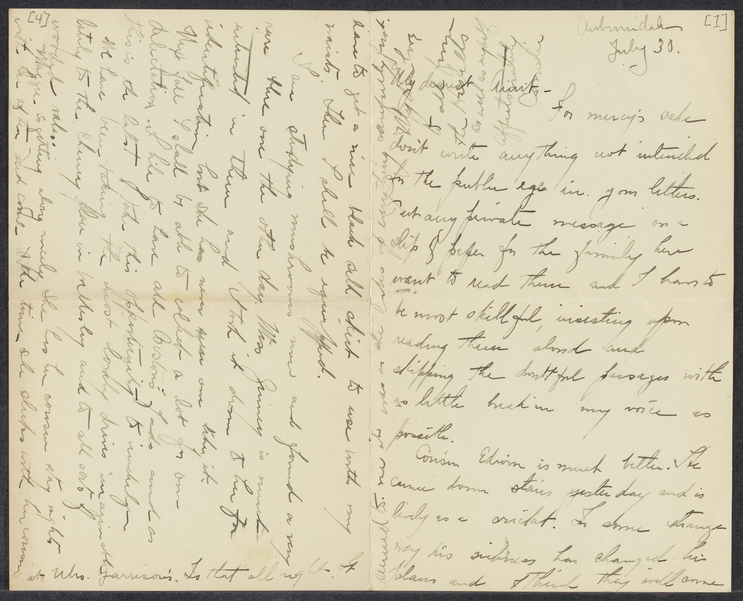 Letters from Cornelia James Cannon to her aunt, parents and sisters, ca.1893-1899