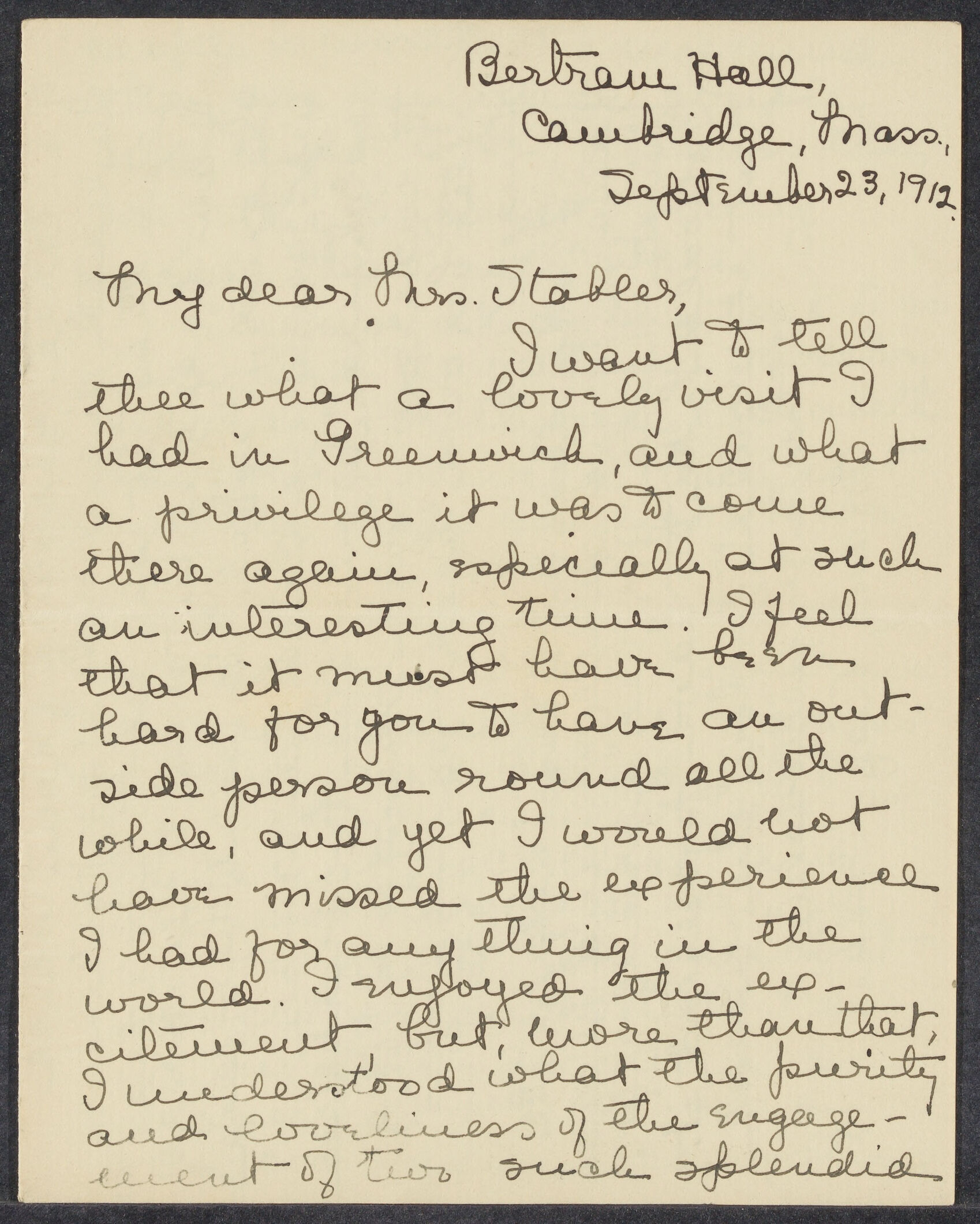 Letters from others to Eleanor Stabler Brooks, including Frances Brooks and sister Anna Bunker Stabler, 1912-1914