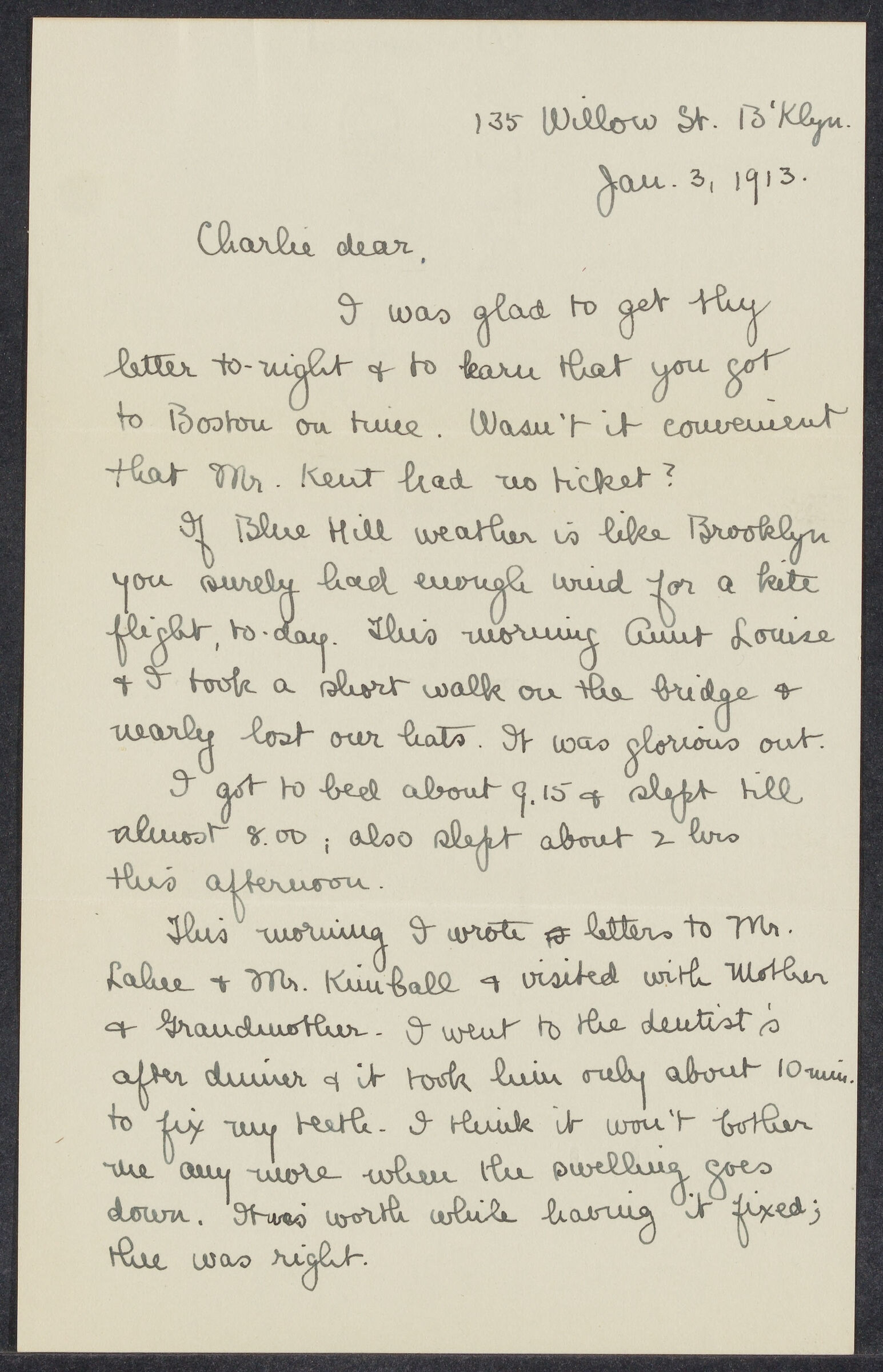 Letters from Eleanor Stabler Brooks to Charles Franklin Brooks, January-June 1913