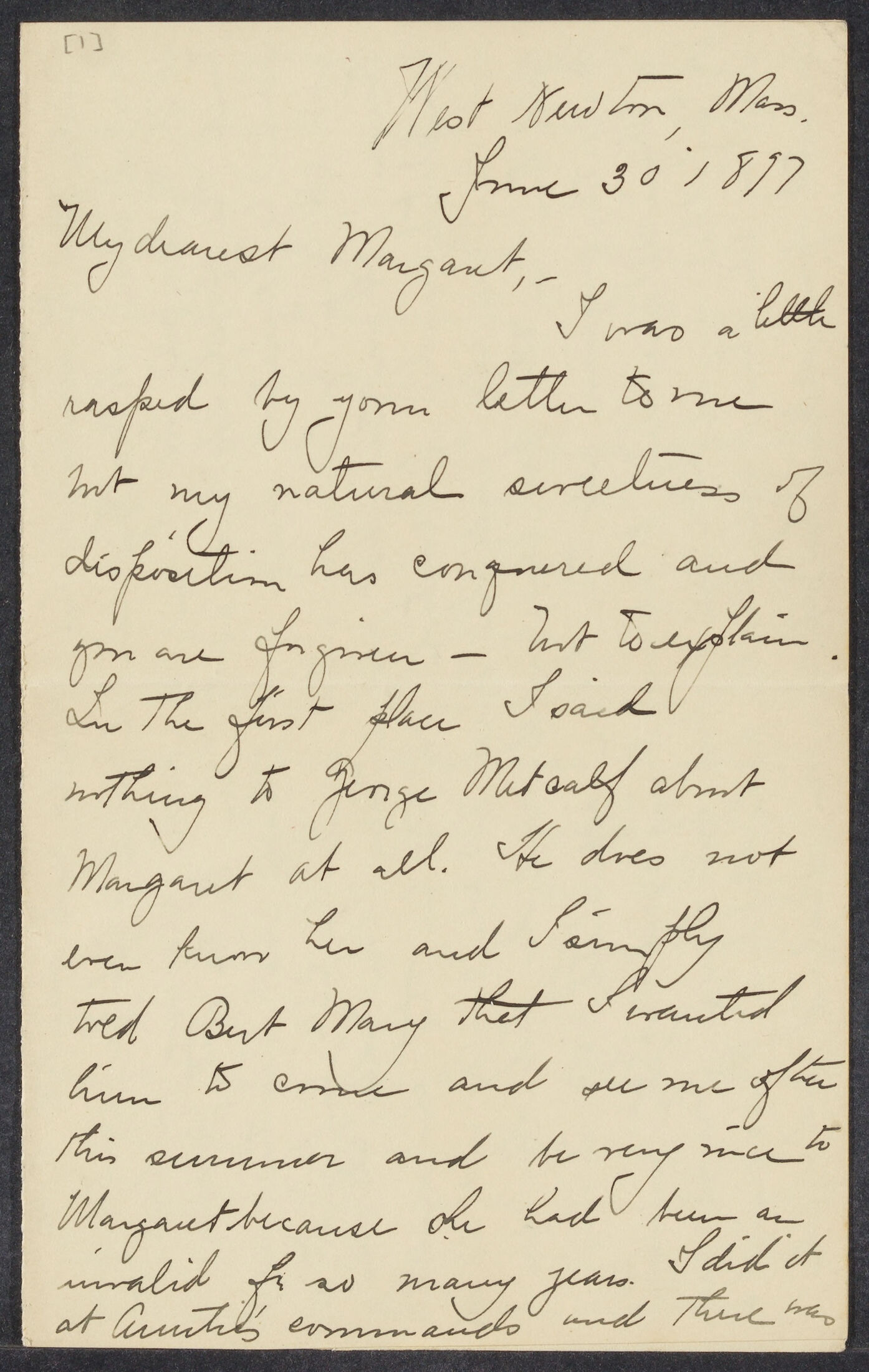 Letters from Cornelia James Cannon to her parents and siblings, June-August 1897