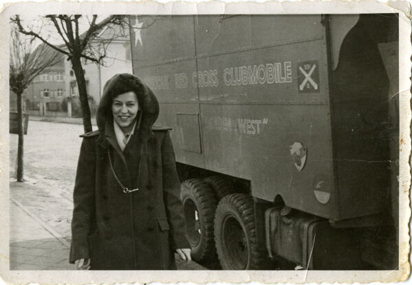 Images of Arlene Esther Newman, her colleagues, and locations of her Red Cross Clubmobile work in Europe