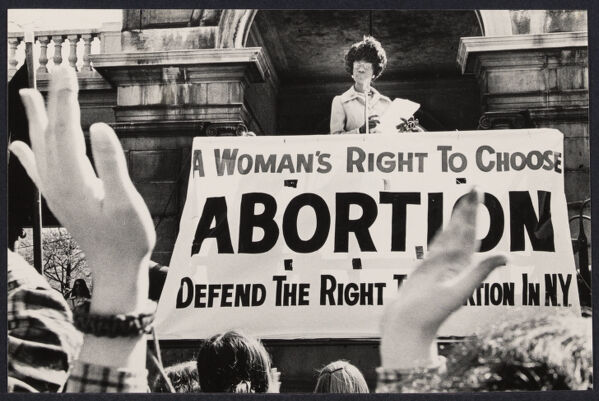 Shirley Chisholm speaking at abortion demonstration in Union Square
