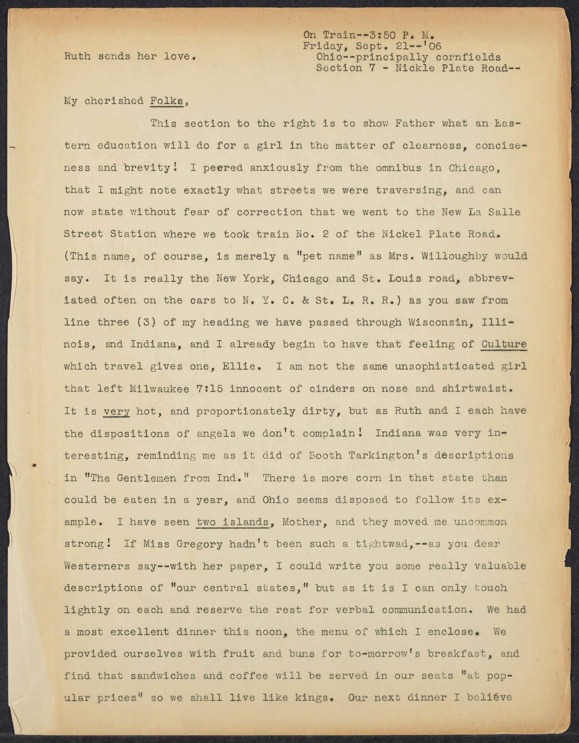 Floretta Elmore Greeley letters, September-December 1906