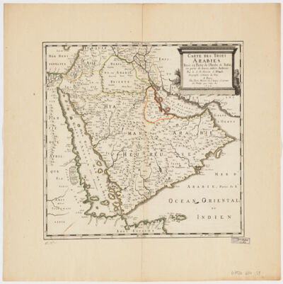Carte des trois Arabiestirée en partie de l'Arabe de Nubie, en partie de diuers autres autheurs