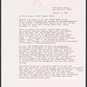 Typewritten letter to the Village Voice from Honor Moore