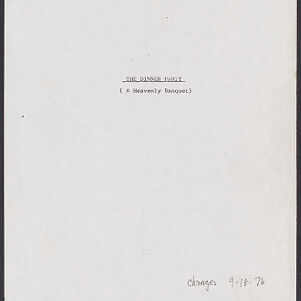 Typewritten title page for The Dinner Party A Heavenly Banquet