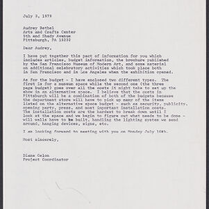 Typewritten letter to Audrey Bethel from Diane Gelon