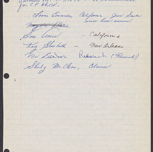 Handwritten list of painters on ruled paper