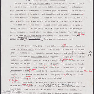 Typewritten page for part four conclusion with handwritten annotations in black and red ink