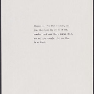 Typewritten page with a short prophecy
