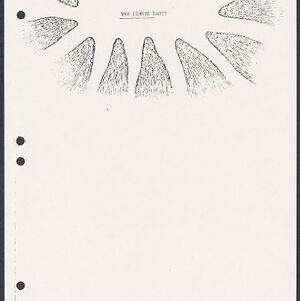Photocopy of a typewritten title page with a radiating organic design