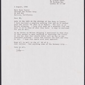 Typewritten letter to Mary Ross Taylor from Diane Gelon