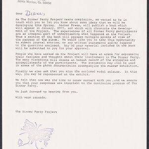 Typewritten letter to Diane with handwritten annotations and ink stamps at top and bottom
