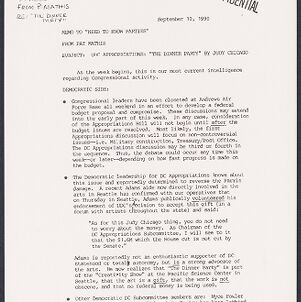 Fax copy of a typewritten memo from Pat Mathis, stamped Confidential in upper right