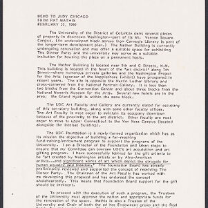 Printed fax memo to Judy Chicago from Pat Mathis
