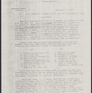 Photocopy of a typewritten document on Northwestern University letterhead