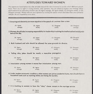 Printed survey on Attitudes Towards Women