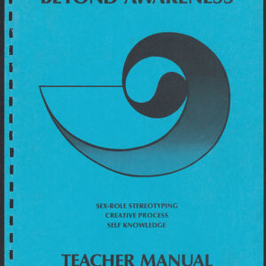 Printed cover of Beyond Awareness with a black illustration of a spiral shape on blue paper