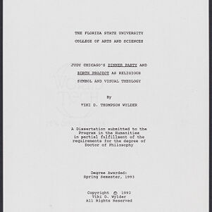 Typewritten cover page for a dissertation