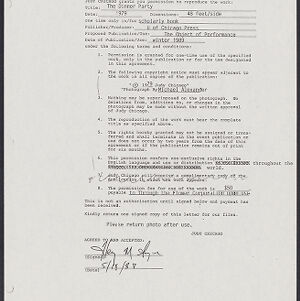 Typewritten permission agreement with handwritten annotations