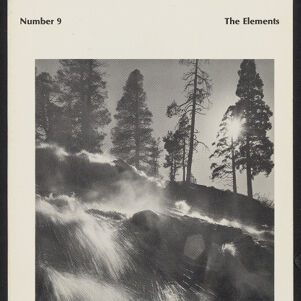 Black-and-white printed cover of River Styx with a photograph of a waterfall with trees in the background