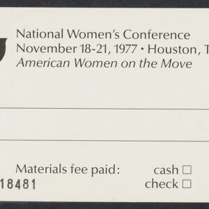 Printed receipt for National Women's Conference