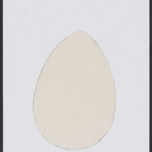 Beige egg shape collaged onto white paper