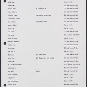 Printed list in black ink on white paper