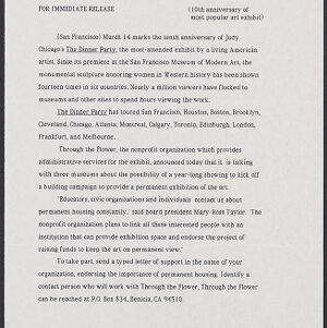 Printed press release in black ink on white paper
