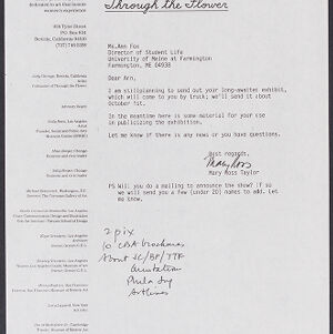 Typewritten letter with handwritten annotations in black ink on Through the Flower letterhead