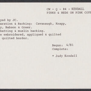 Typewritten note card with blue ink along the left border