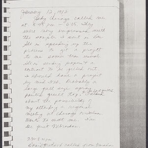 Black-and-white photocopy of a handwritten journal entry
