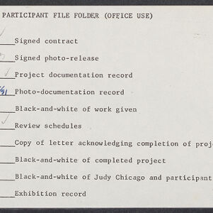 Typewritten checklist with handwritten annotations in pencil and blue ink