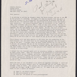 Typewritten letter with handwritten annotations in blue ink and pencil