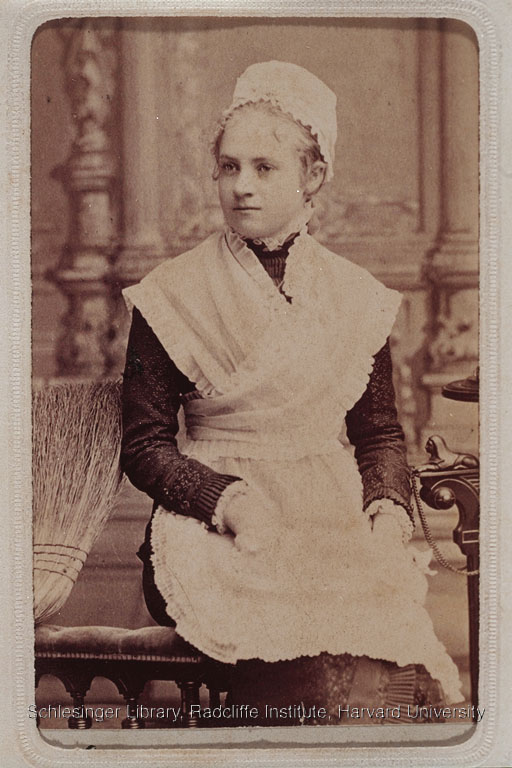 Portrait of an unidentified woman servant with a broom.