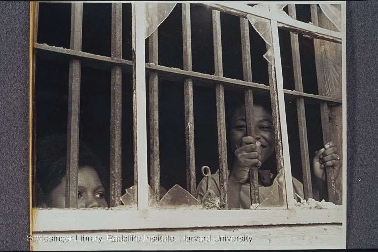  Young girls being held in a prison cell at the Leesburg stockade.