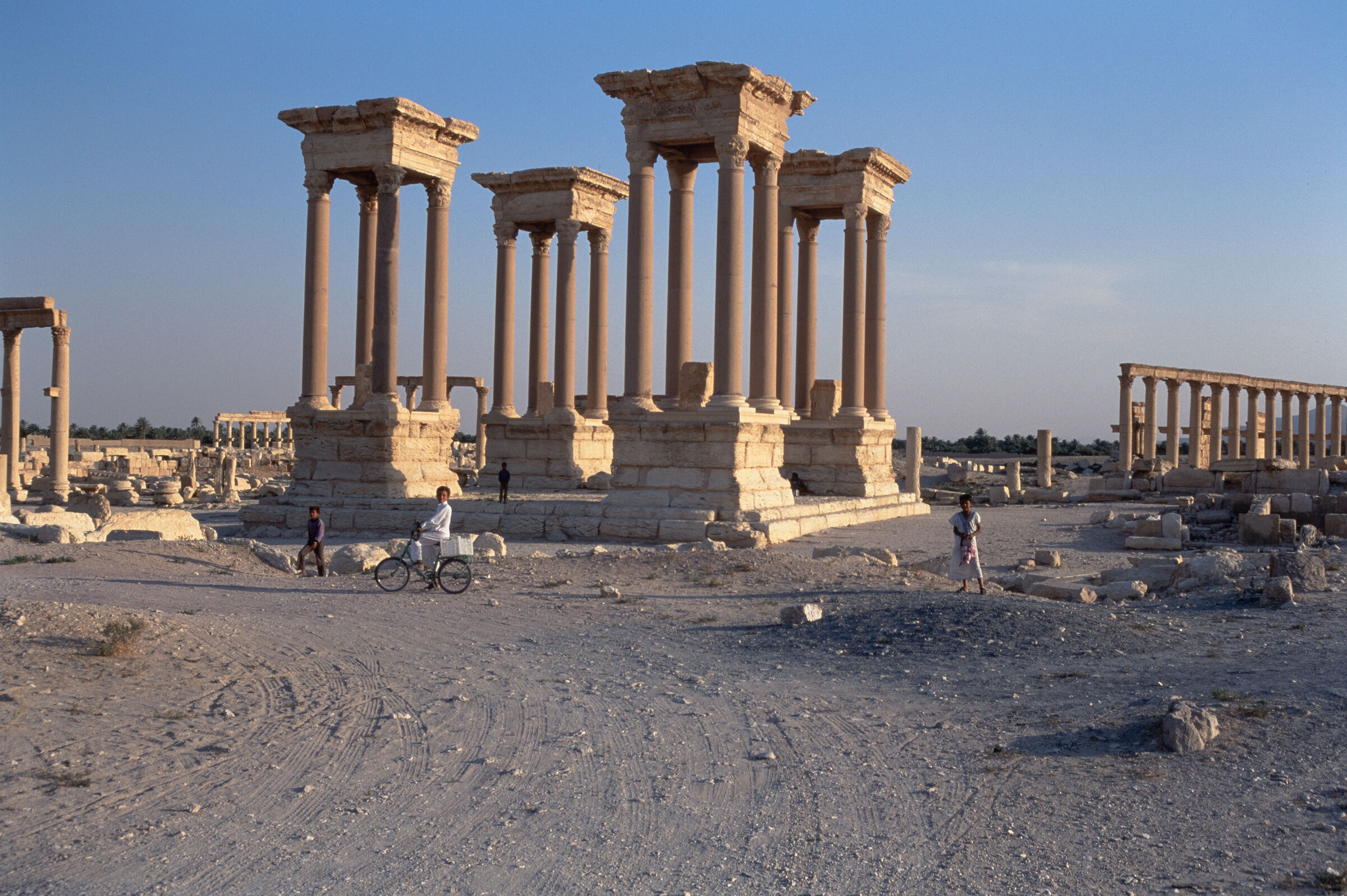 A tetrapylon structure in Palmyra, Syria