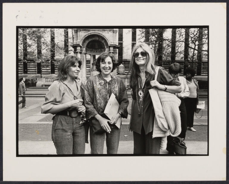 Robin Morgan, Susan Brownmiller, and Gloria Steinem at Women Against Pornography march