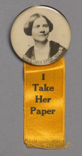 Woman's Journal button with portrait of Lucy Stone.