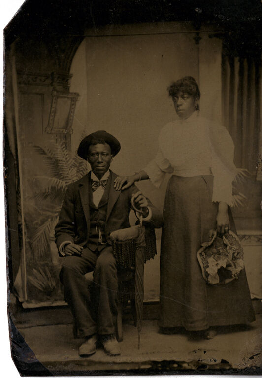 Formal group portrait of an unidentified Black couple, most likely husband and wife