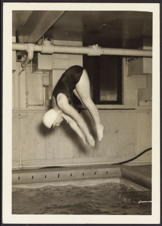 Anne Murray Morgan diving into the Radcliffe Gymnasium pool